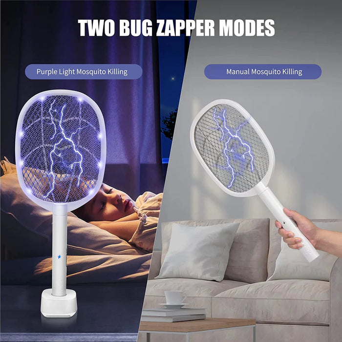 2 In 1 Electric Rechargeable Mosquito Swatter Racket Zapper Insect Killer